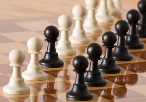 Chess pieces on a board