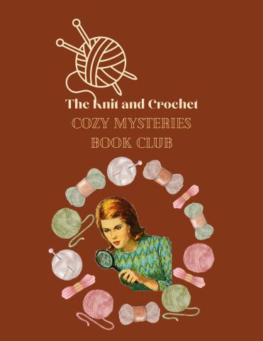 Knit and Crochet Book Club logo, Nancy Drew surrounded by yarn